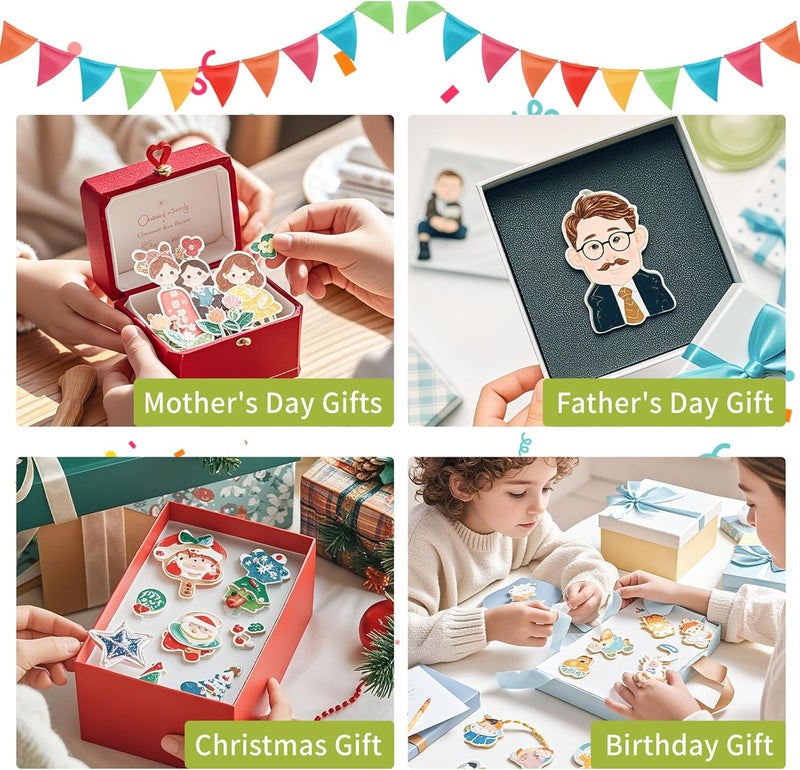 Yncotte 15 Pcs Printable Shrinky Dink Sheets, Safe Printable Shrink Plastic Sheet Films Paper Set with Key Rings, Earring Accessories for Mother's Day, Father's Day Gifts (8.5 x 11 inch) - Image 4